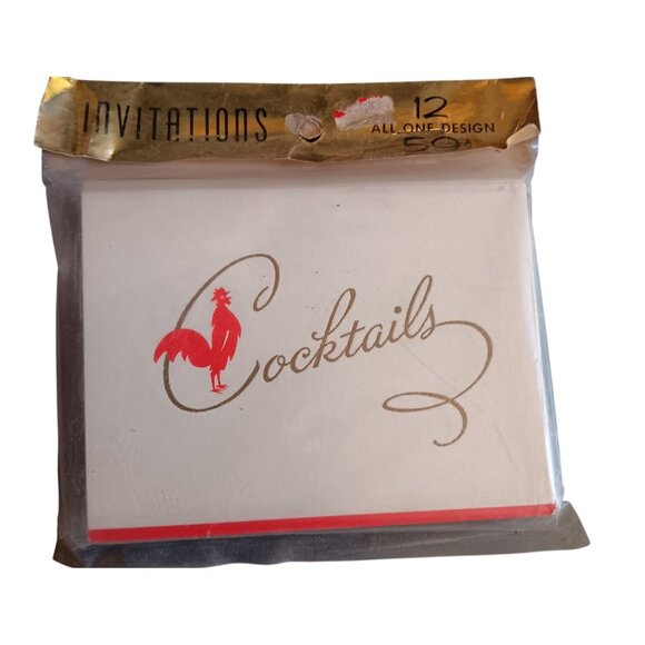 Vintage Cocktails Invitation Cards Envelopes Set Of 12 1960's Boozer - Picture 1 of 3